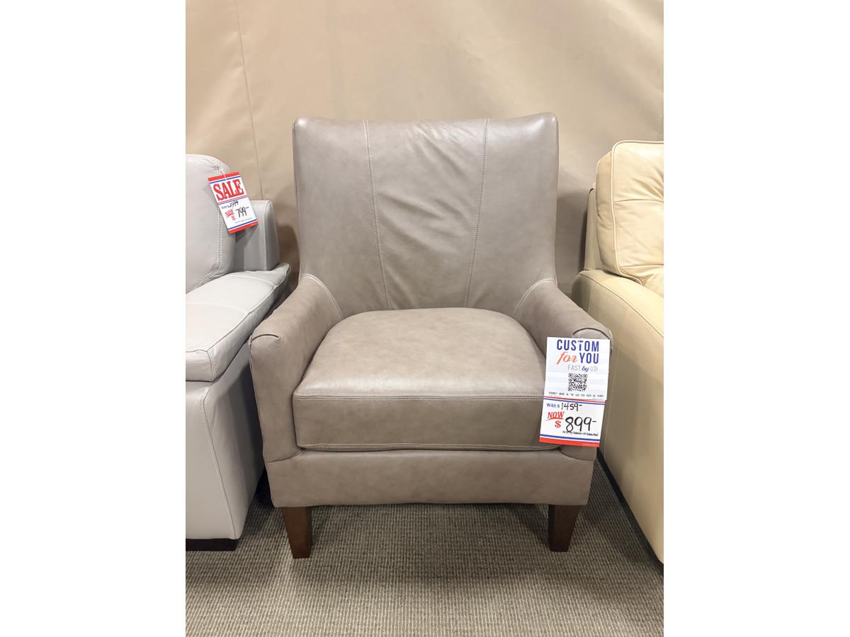 Accent Chair, Grey Leather