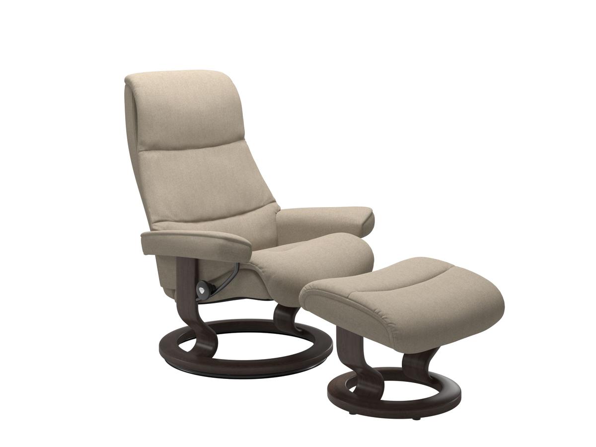 Stressless® View (L) Classic Base Recliner with Ottoman